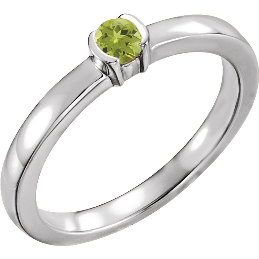 Sterling Silver Natural Peridot Family Stackable Ring