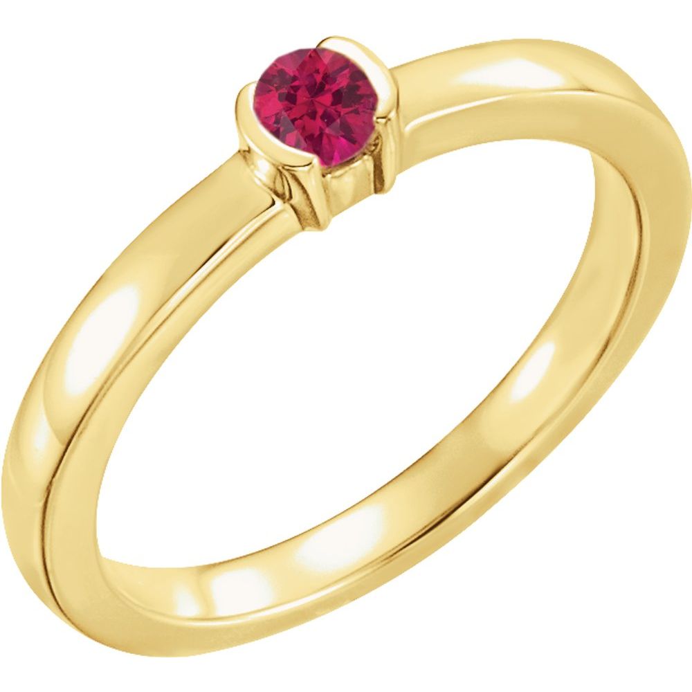 14K Yellow Lab-Grown Ruby Family Stackable Ring