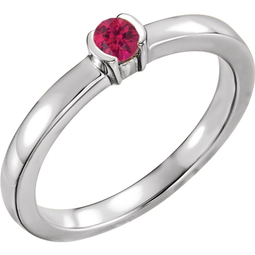 Sterling Silver Natural Ruby Family Stackable Ring