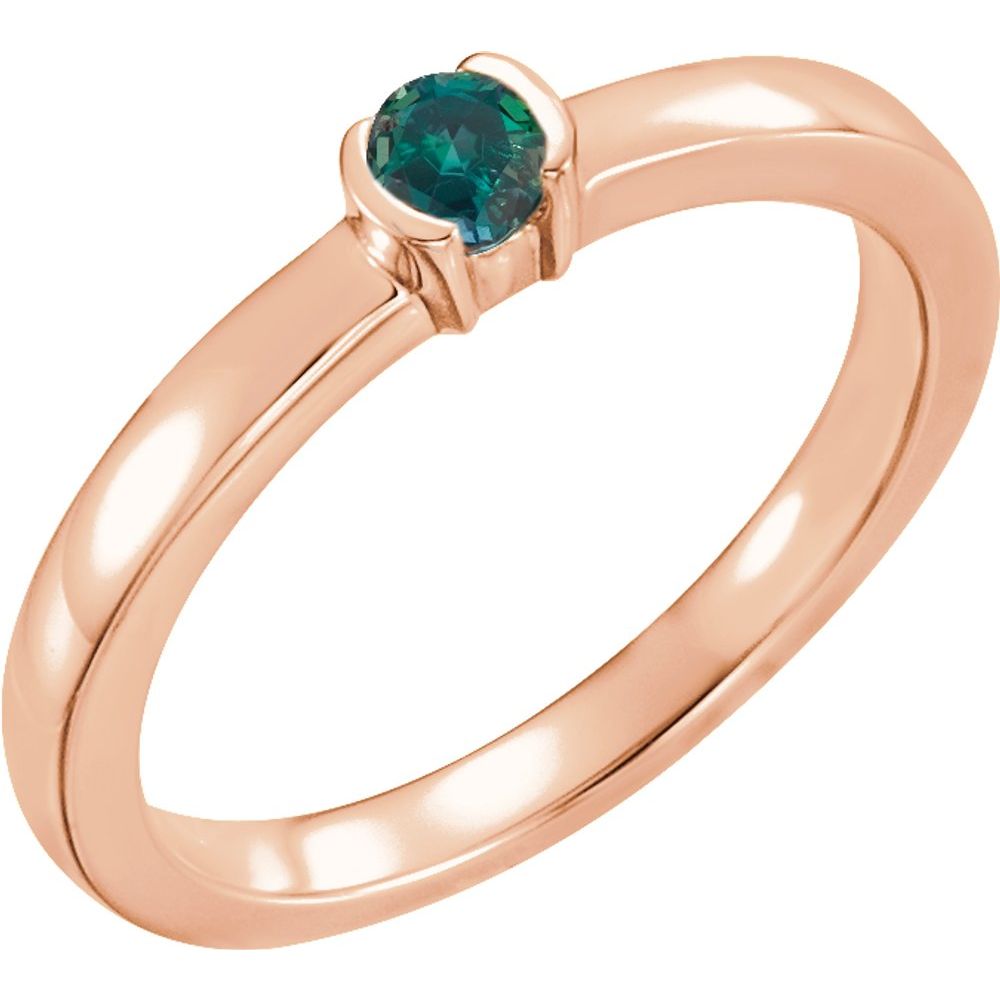 14K Rose Lab-Grown Alexandrite Family Stackable Ring