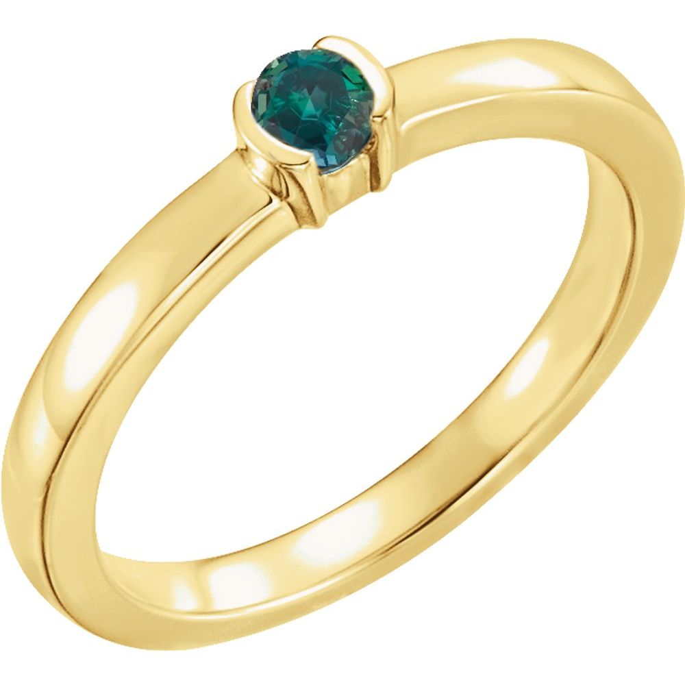 14K Yellow Lab-Grown Alexandrite Family Stackable Ring