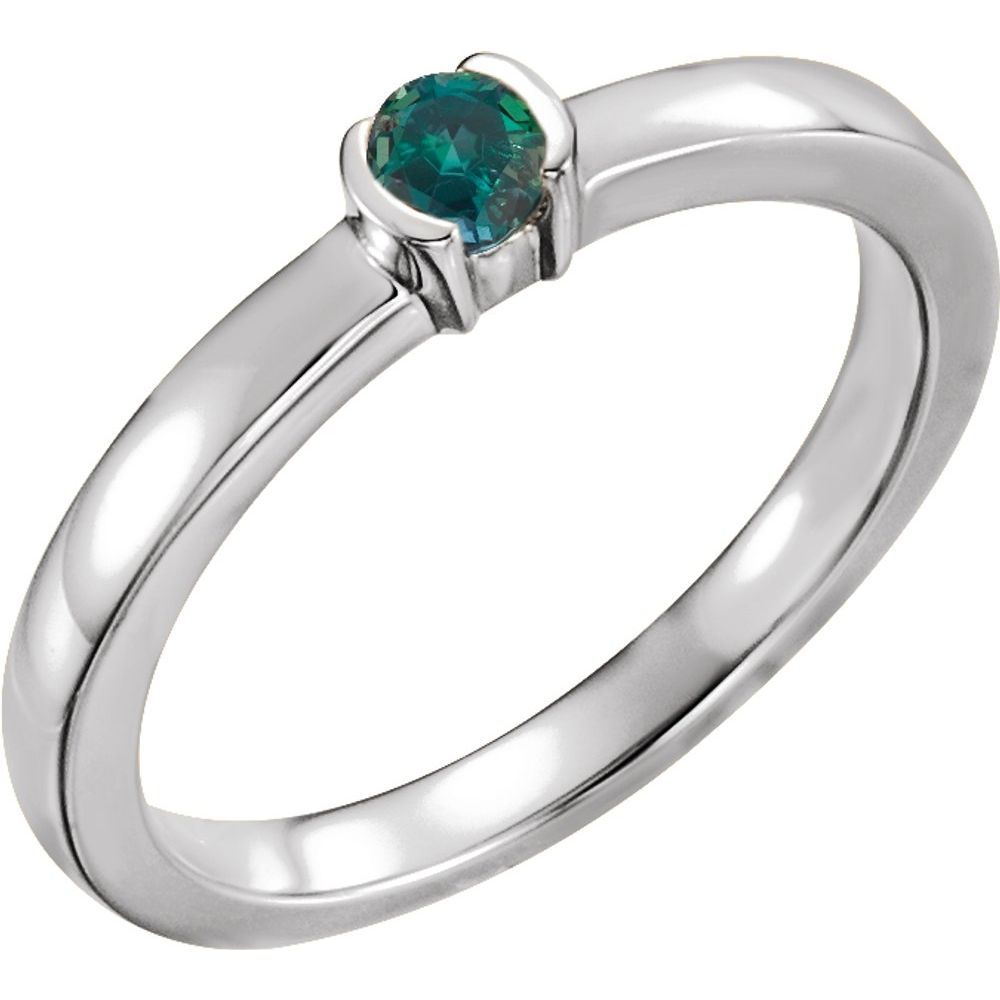 Sterling Silver Lab-Grown Alexandrite Family Stackable Ring