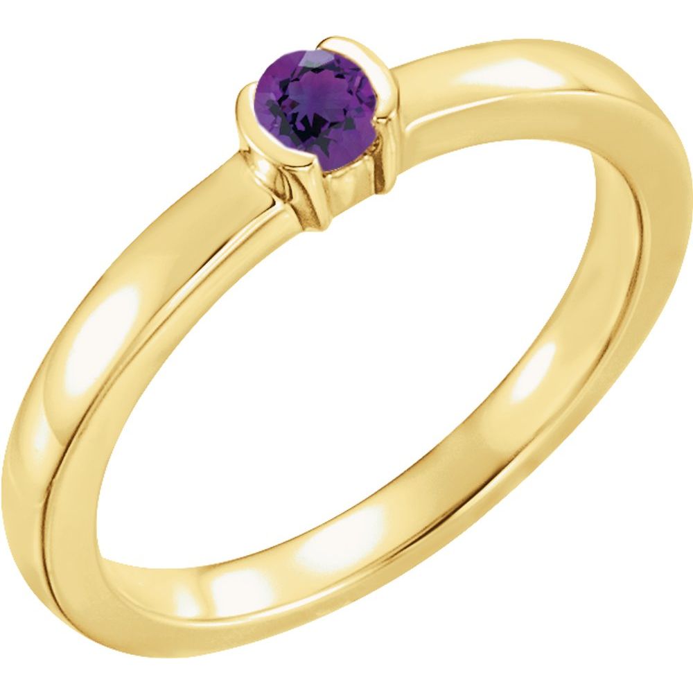 14K Yellow Natural Amethyst Family Stackable Ring