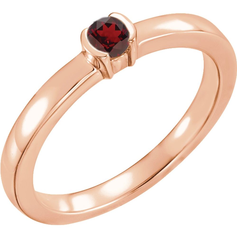 14K Rose Natural Mozambique Garnet Family Stackable Ring