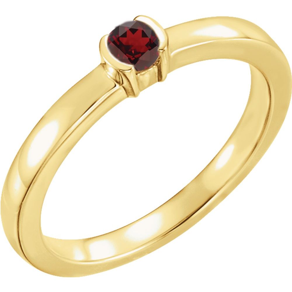 14K Yellow Natural Mozambique Garnet Family Stackable Ring