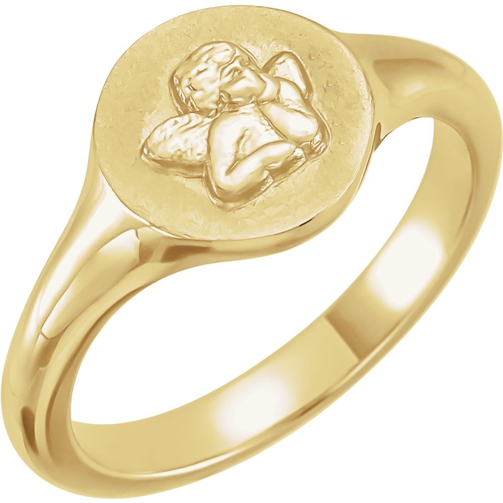 14K Yellow Cherub Angel Pinky Ring