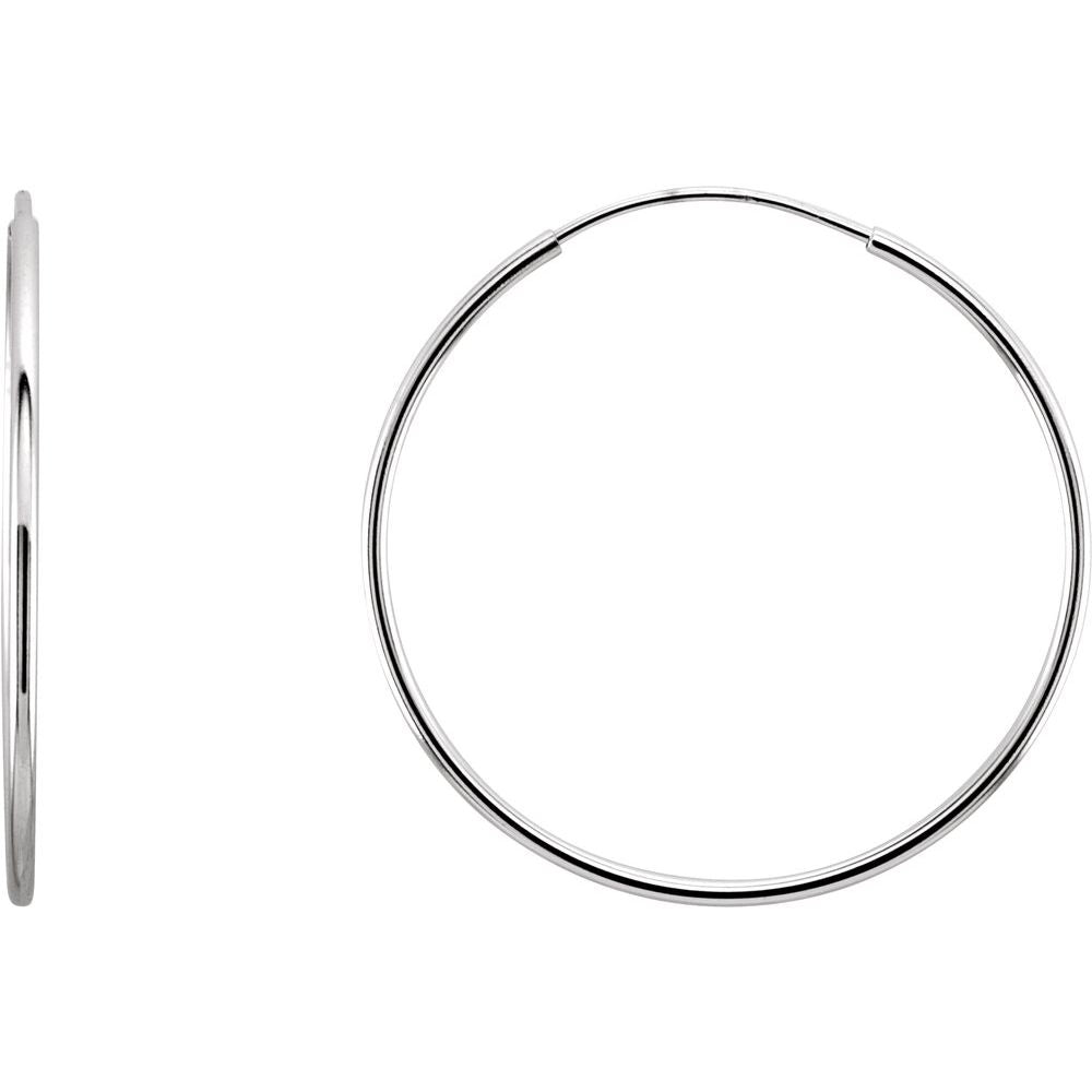 14K White 24 mm Endless Hoop Earrings