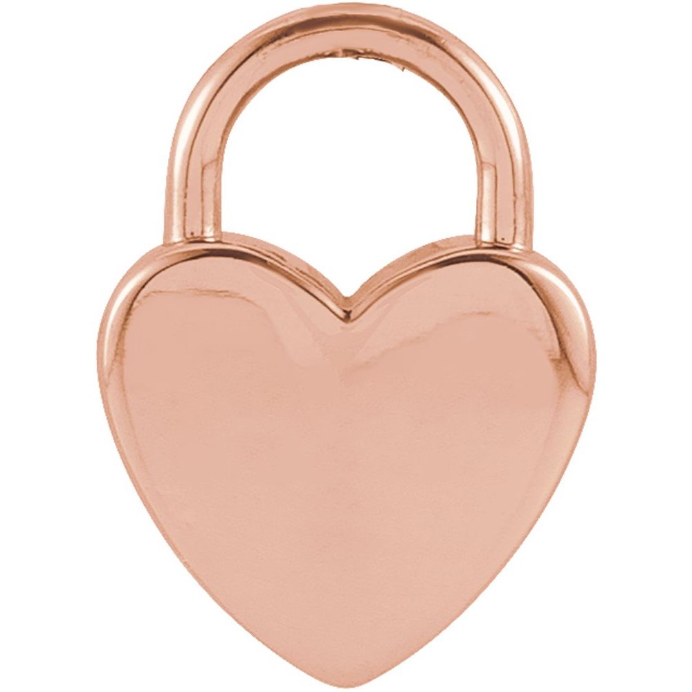 14K Rose Engravable Heart Lock Pendant