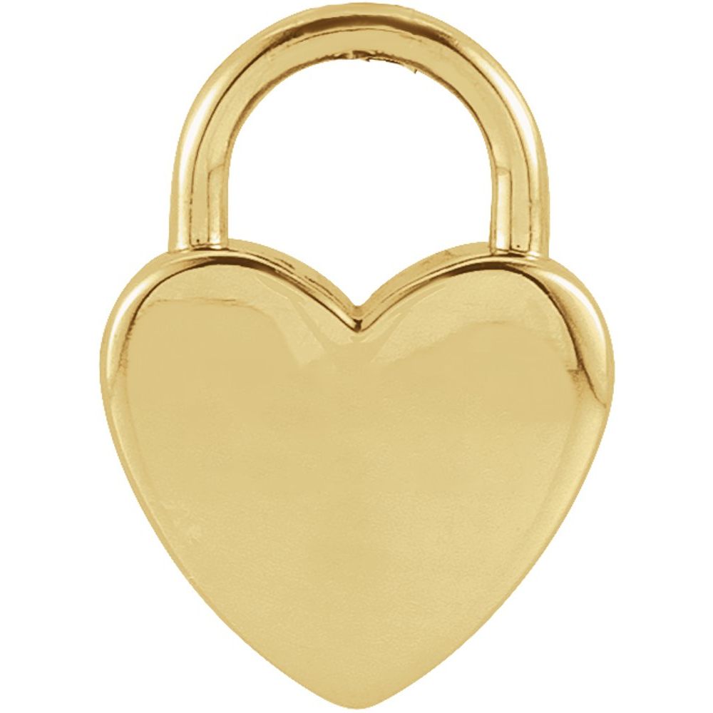 14K Yellow Engravable Heart Lock Pendant