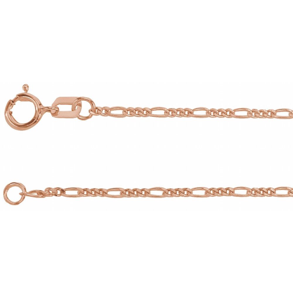 14K Rose 1.28 mm Figaro 7" Chain