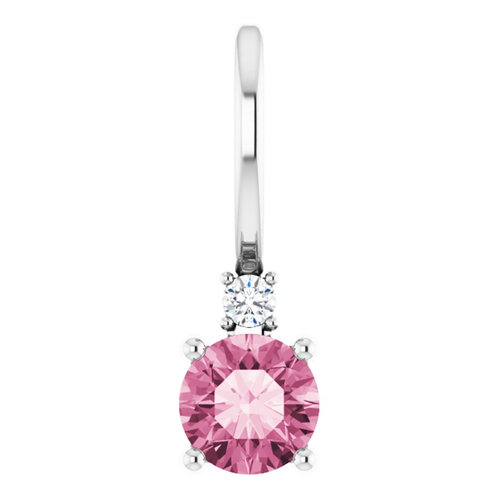 Platinum Natural Pink Tourmaline & .015 CT Natural Diamond Charm/Pendant