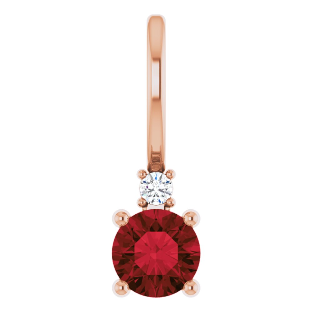 14K Rose Natural Mozambique Garnet & .015 CT Natural Diamond Charm/Pendant