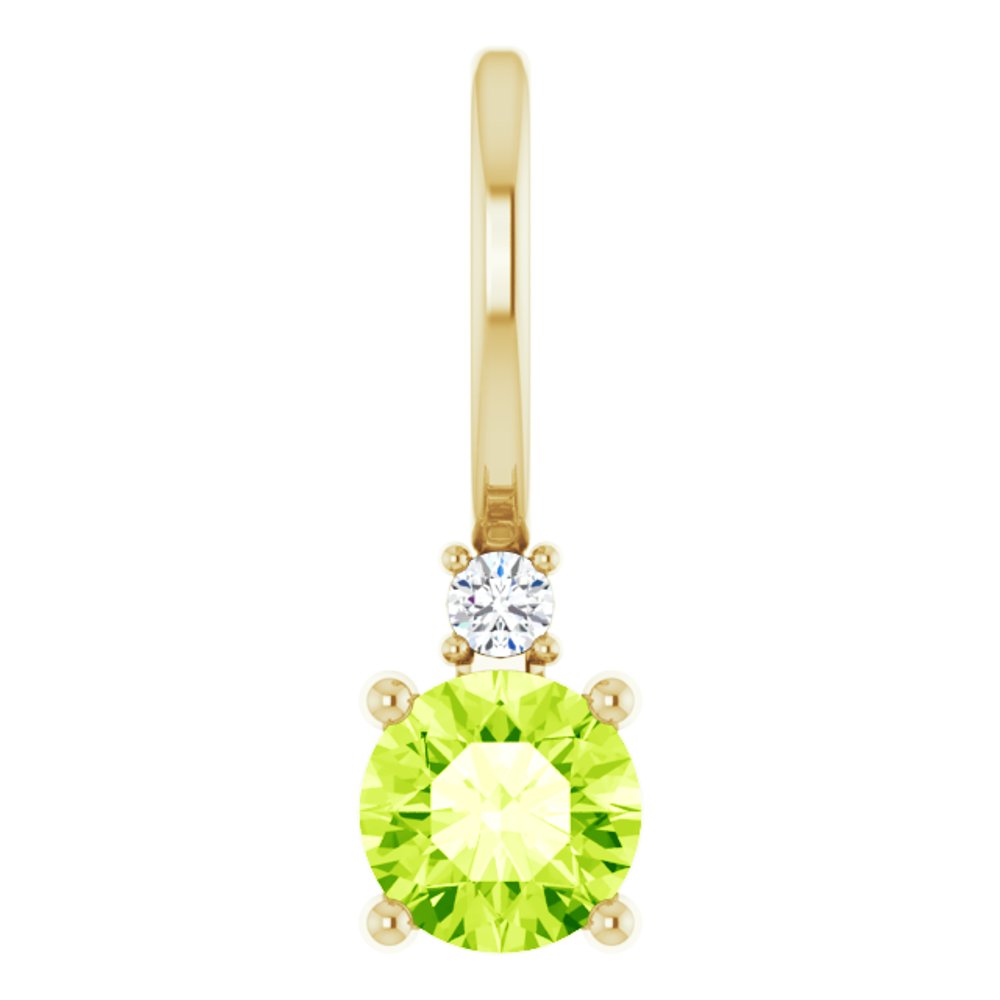 14K Yellow Natural Peridot & .015 CT Natural Diamond Charm/Pendant