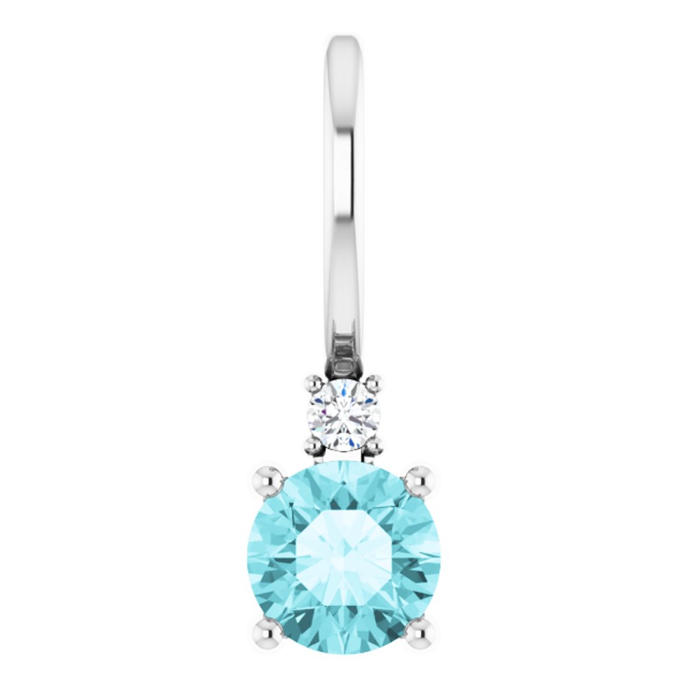 Sterling Silver Natural Blue Zircon & .015 CT Natural Diamond Charm/Pendant