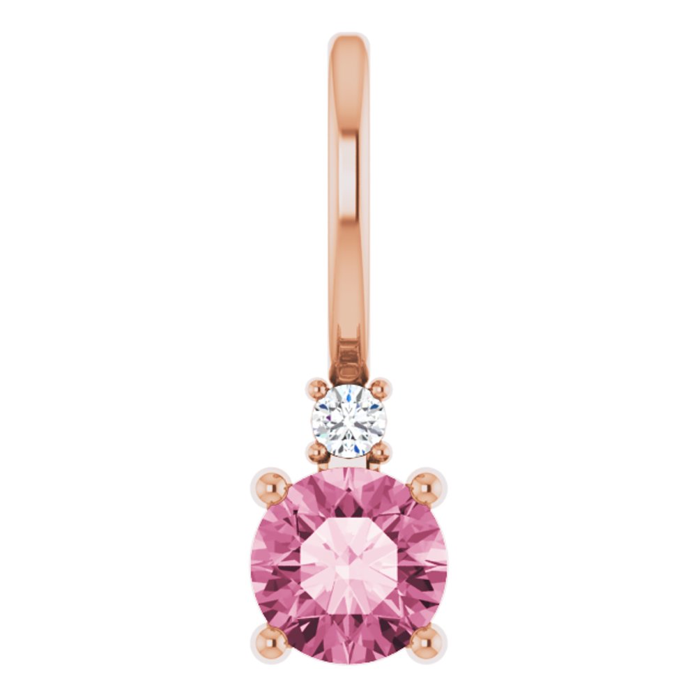 14K Rose Natural Pink Tourmaline & .015 CT Natural Diamond Charm/Pendant