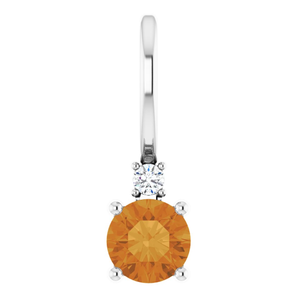 Sterling Silver Natural Citrine & .015 CT Natural Diamond Charm/Pendant