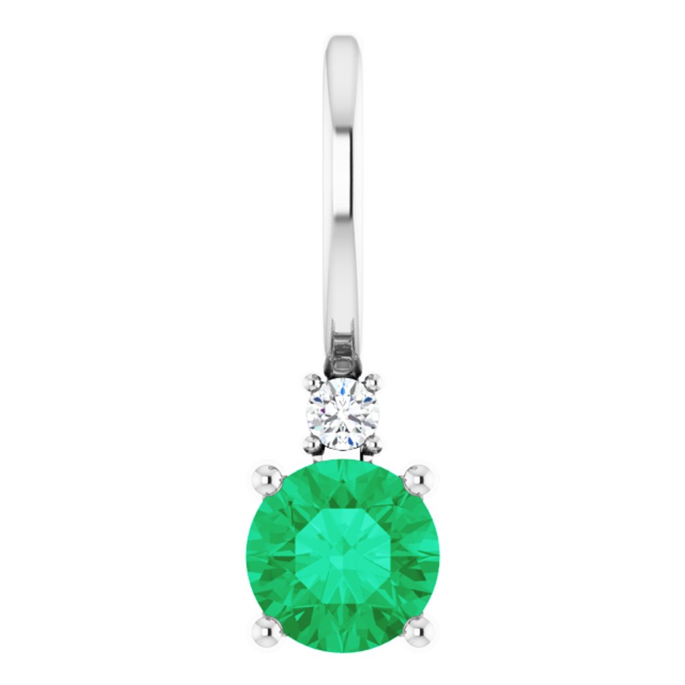 Platinum Natural Emerald & .015 CT Natural Diamond Charm/Pendant