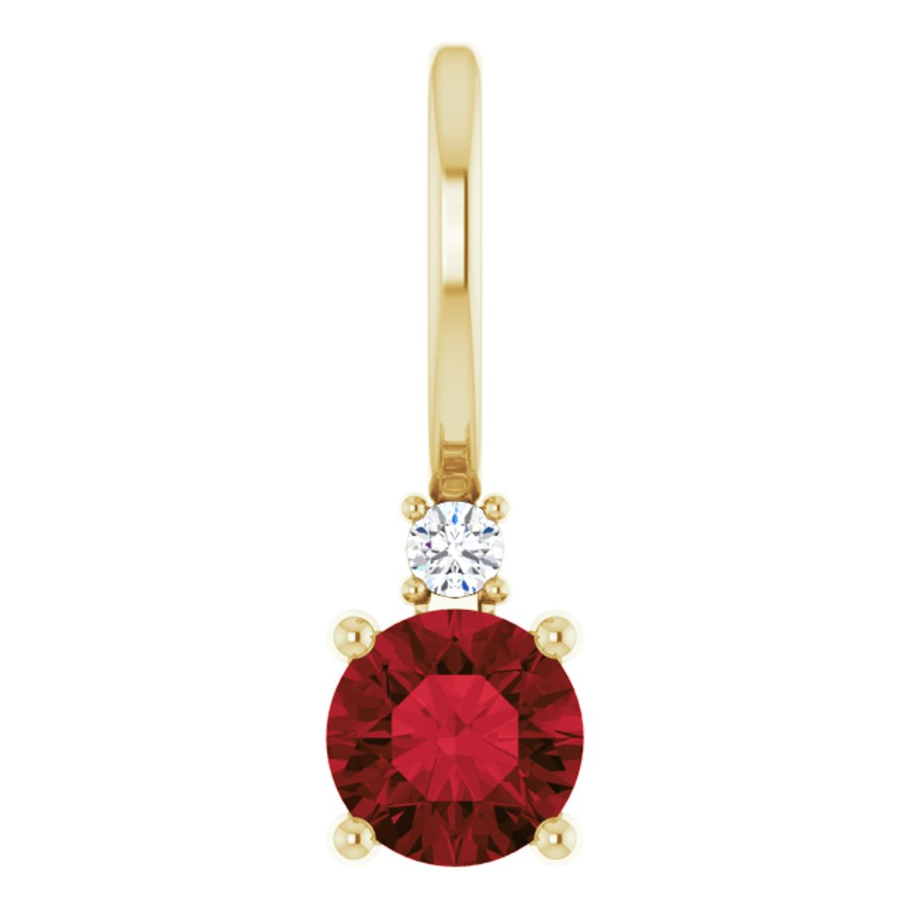 14K Yellow Natural Mozambique Garnet & .015 CT Natural Diamond Charm/Pendant