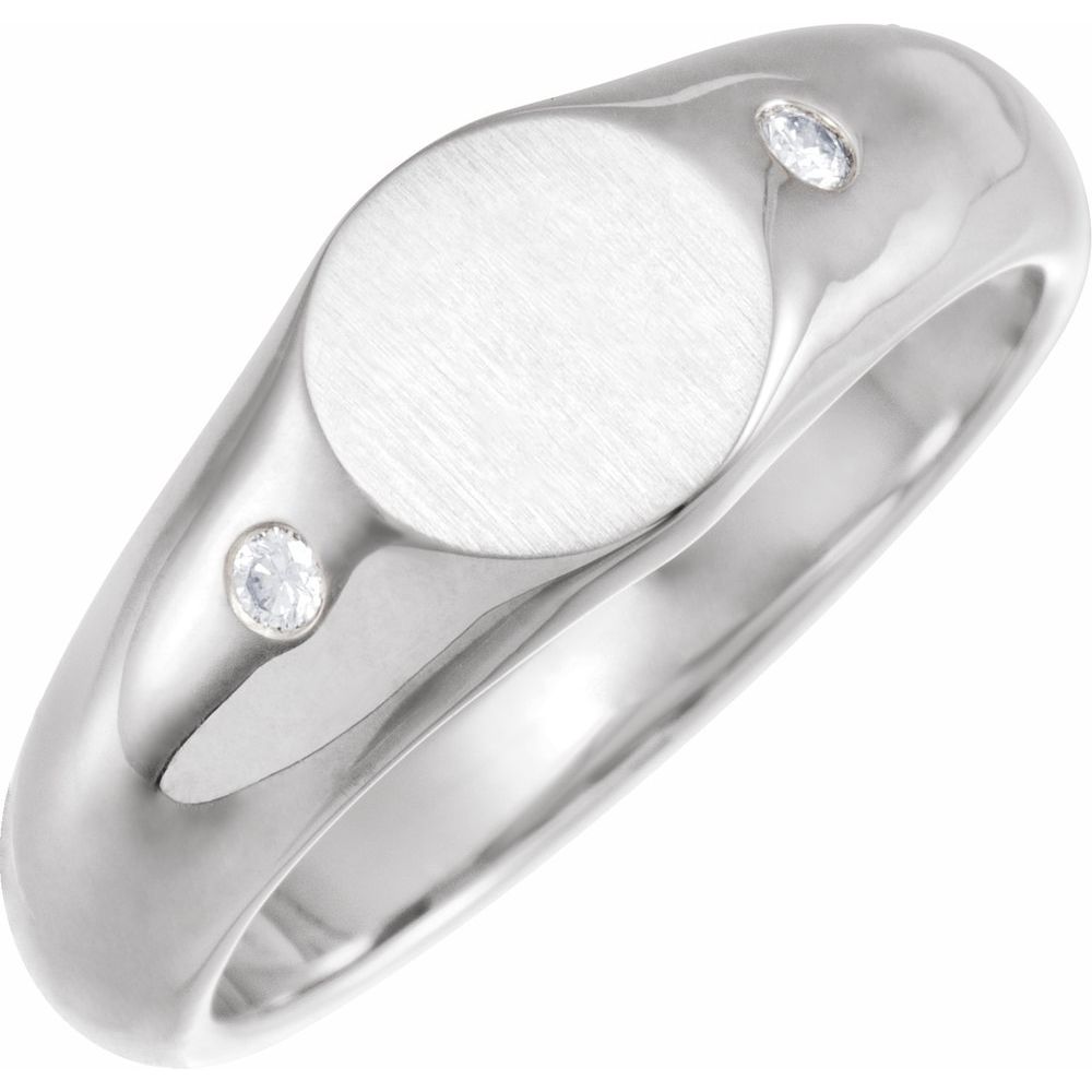 Platinum .06 CTW Natural Diamond 8.6 mm Round Signet Ring