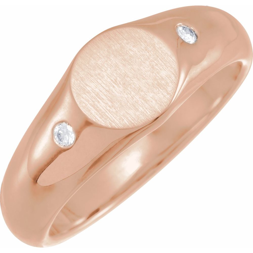 14K Rose .06 CTW Natural Diamond 8.6 mm Round Signet Ring #color_14K Rose Gold