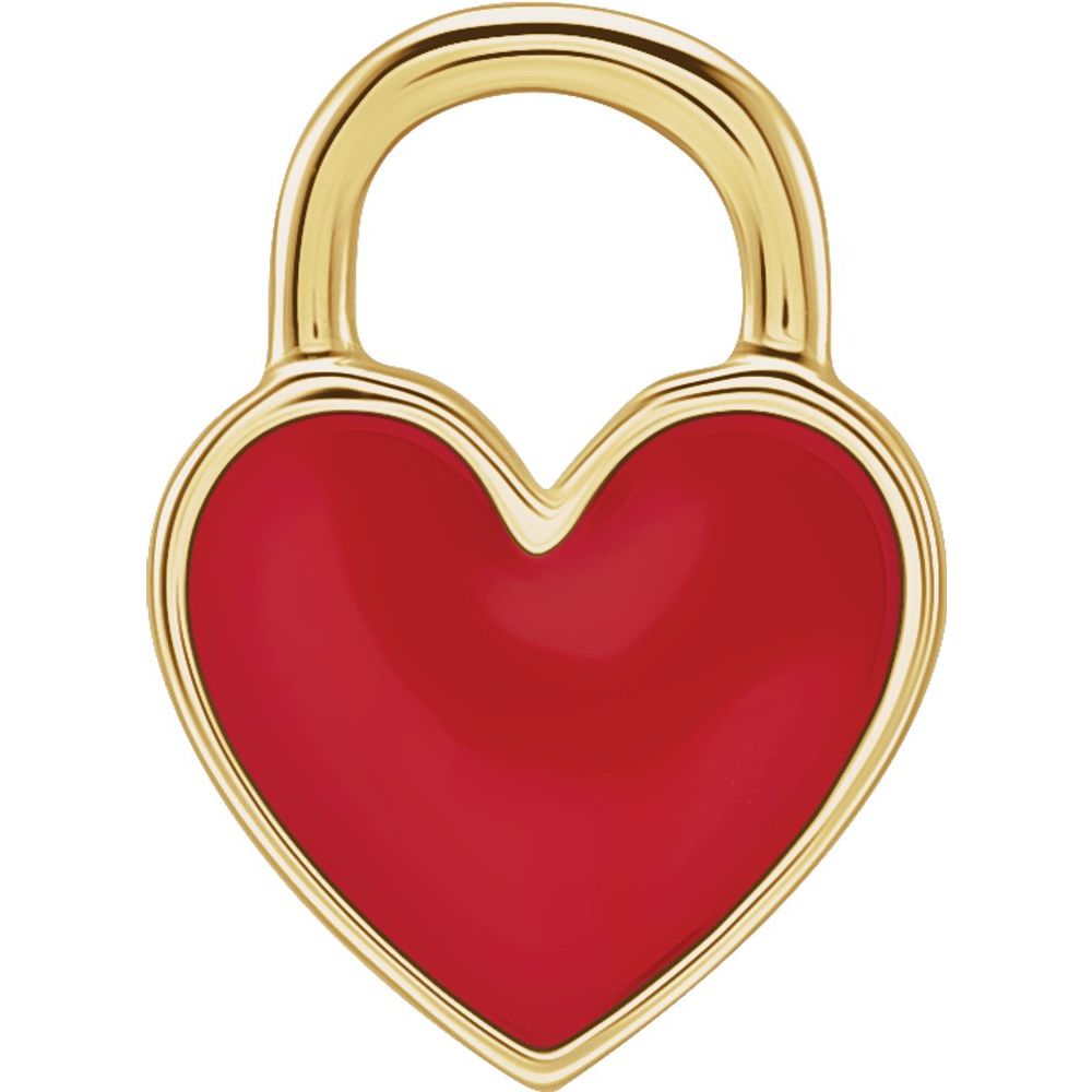 14K Yellow Red Enameled Heart Charm/Pendant