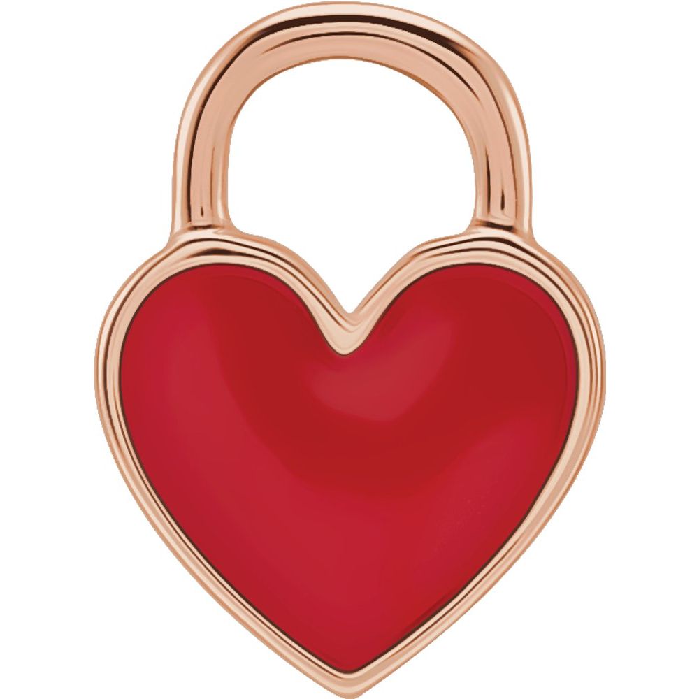 14K Rose Red Enameled Heart Charm/Pendant