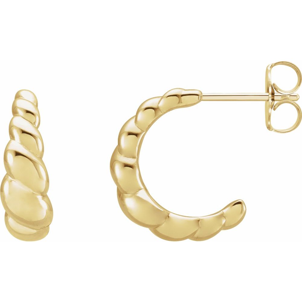 14K Yellow Rope Dome Hoop Earrings