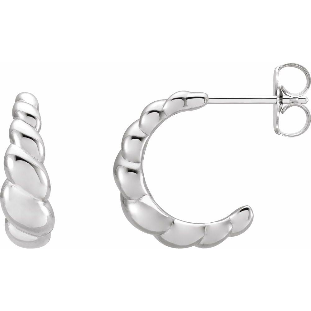 Sterling Silver Rope Dome Hoop Earrings