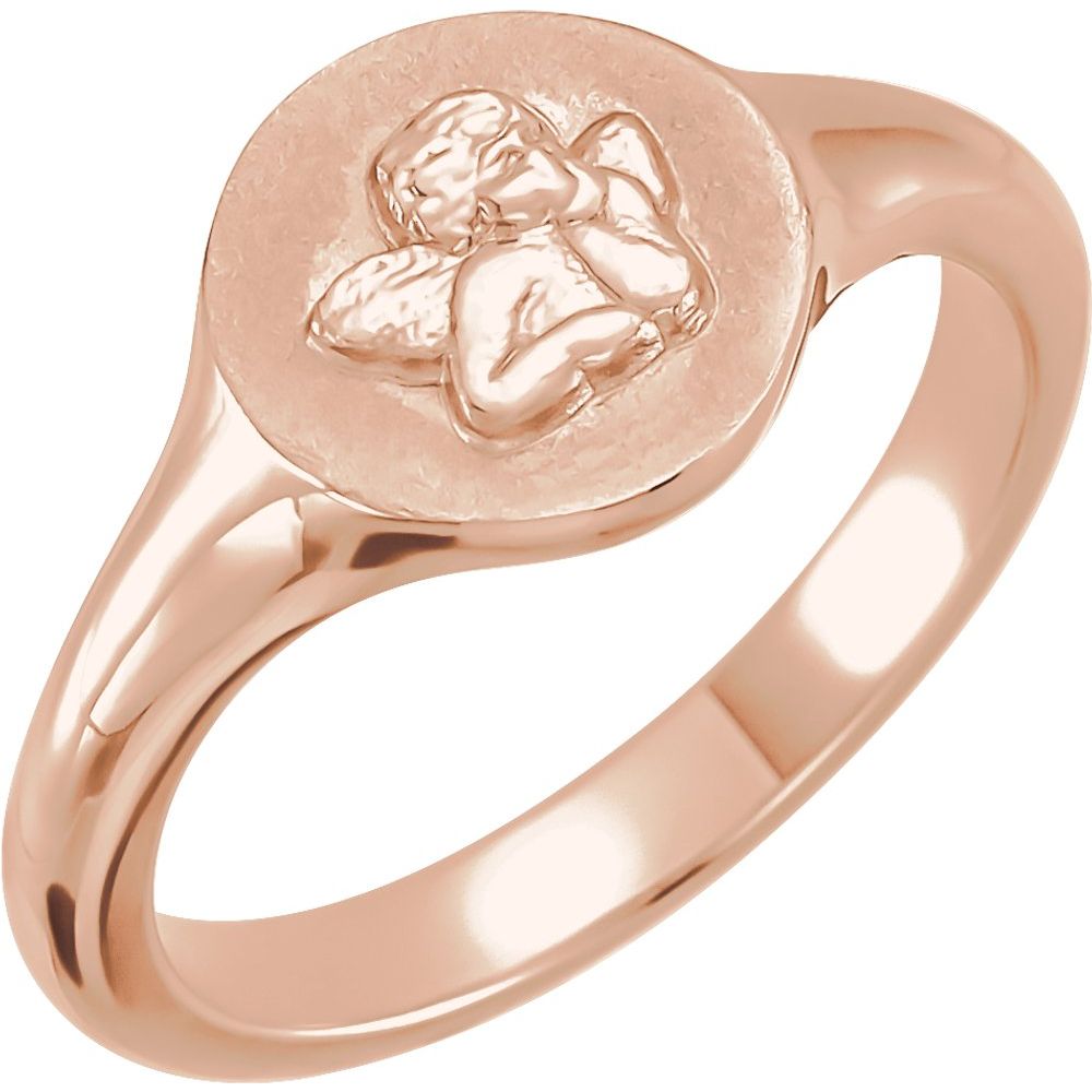 14K Rose Cherub Angel Pinky Ring