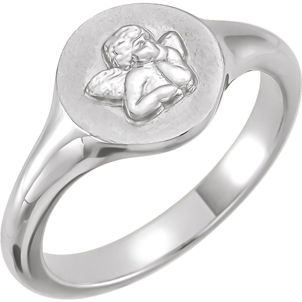 Platinum Cherub Angel Pinky Ring