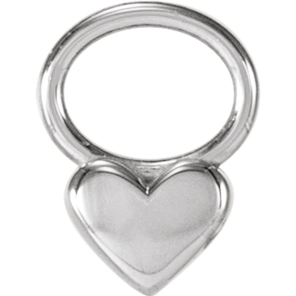 18K White 5 mm Heart Hoop Dangle