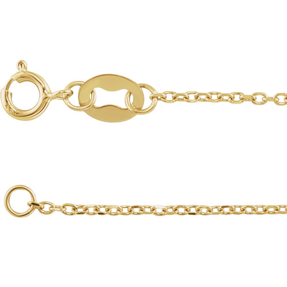 14K Yellow 1 mm Diamond-Cut Cable 7" Chain