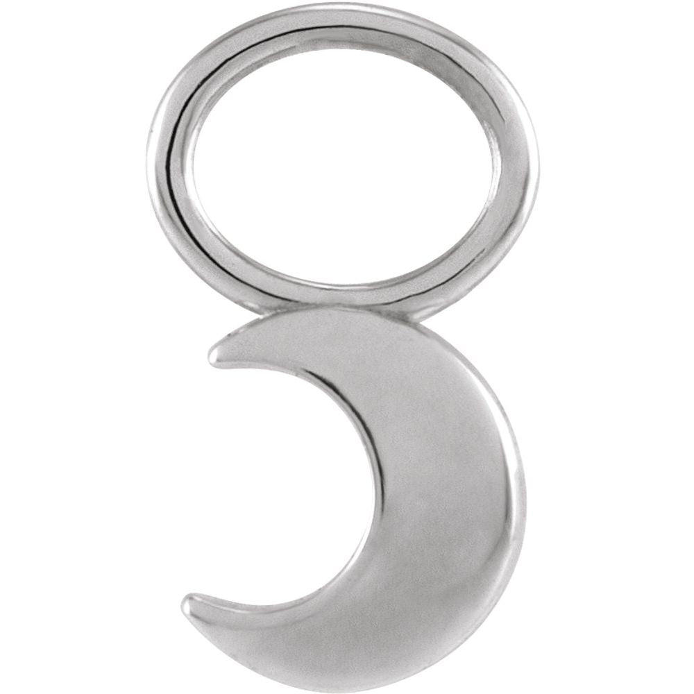 14K White 5 mm Moon Hoop Dangle