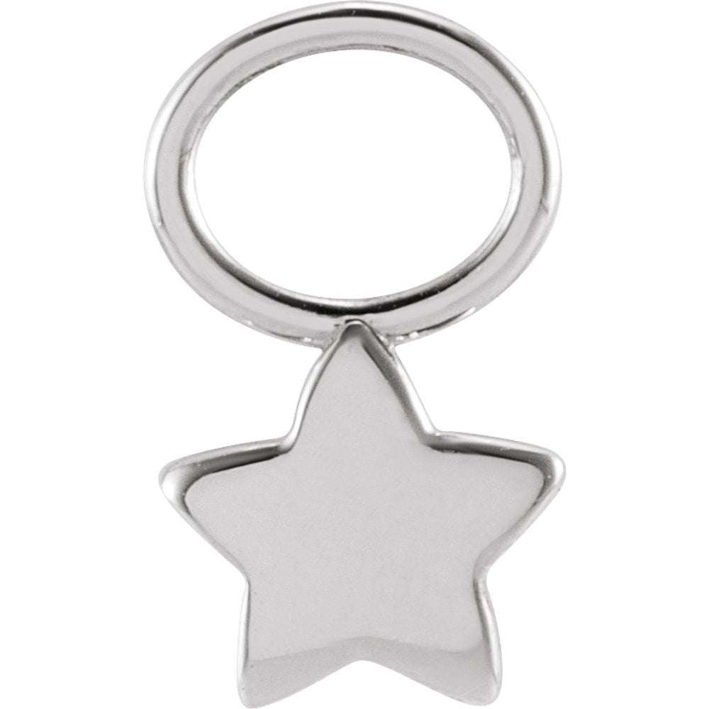 18K White 5 mm Star Hoop Dangle