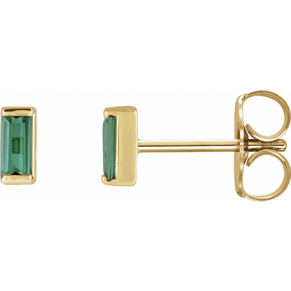 14K Yellow Natural Green Tourmaline Channel-Set Earrings