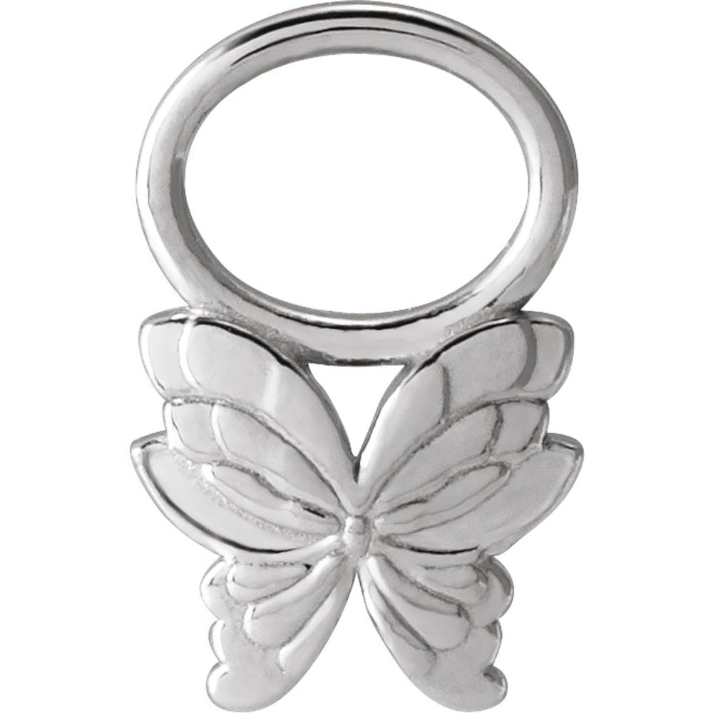 Sterling Silver 4.5 mm Butterfly Hoop Dangle